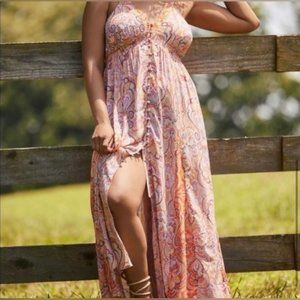 Anthropologie Drama Midi Dress Orange